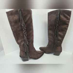 Universal Thread Patsy Fringe Boots Brown Womens 8